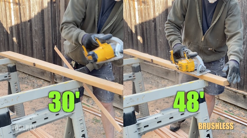 Two DeWalt cordless saws tested for runtime.